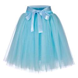 Yowablo Tutu 50er Tüllrock Reifrock Kurz Tanzkleid Unterrock Blase Rockabilly Petticoat Ballett (B,4Himmelblau) von Yowablo