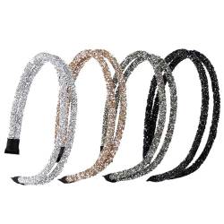 Kristallstirnband, Strassstirnband 4pcs Glitzern Stirnbänder für Frauen Vintage minimalistische Haarband Dual Schicht Vollfarben Haarzubehör für Frauen von Yoyakie