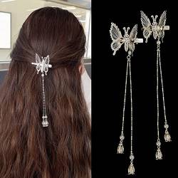 2 Stück Schmetterling Haarspange Beweglich Glitzer 3D Schnappen Haarspangen Metall Alligator Clips Snap Haarnadel für Mädchen Damen Haarschmuck （Silber) von Ypkia