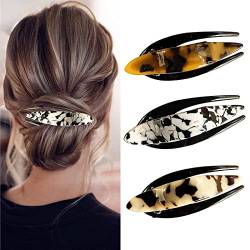 3 Stück Französisch Haarspangen Damen Schildpatt Haarspange Große Haarklammer set Vintage Haargreifer Zelluloid Leopard Haarclips Für Frauen Dünnes Haar und Dickes Elegant Haar-Accessoire von Ypkia