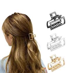 Haarklammer Klein Metal Rutschfest Haarklammern Rechteckig Starkel Haarspangen Damen Haar-Accessoires Für Frauen Mädchen 3 Stück (Gold, Silber, Schwarz) von Ypkia