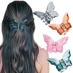 Haarklammer Schmetterling Haarspange transparente Haarspangen Damen Glitzer Butterfly Klein Dünnes Haar Clips Für Frauen Mädchen(4 Stück) von Ypkia