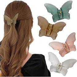 Haarspangen Schmetterling Damen Haarklammer Mittelgroß Haarspange Acryl Haarklammern Glitzer Butterfly Klein Dünnes Haar Clips Für Frauen Mädchen(4 Stück) von Ypkia