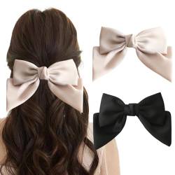 Ypkia 2 Stück Haarschleifen Clip Damen-Haarspangen mit Stoff Satin Schleife haarklammer Haarschmuck für Frauen Mädchen (Schwarz und Beige) von Ypkia