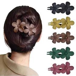 Ypkia Haarklammer Blume Haarspangen Damen Groß Haarspange Schwarz Matt Entenschnabel-Form Haarnadel Haarschmuck Für Frauen Mädchen (5 Stück) von Ypkia