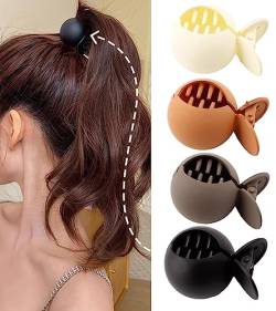 Ypkia Haarklammer Klein Rund Haarklammern für Dünnes/Mitteldickes Haar Pferdeschwanz Haarspangen Damen Mittelgroße Haar-Accessoires für Frauen Und Mädchen (Schwarz, Weiß, Braun, Orange) von Ypkia