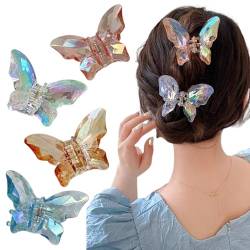 Ypkia Haarklammer Schmetterling Transparente Glitzer Haarspangen Damen Set Mittelgroß Acryl Butterfly Haar Clips Für Frauen Und Mädchen (4 Stück) von Ypkia