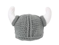 Ypser Cute Bull Horn Beanie Cap Handmade Knitted Viking Crochet Hats von Ypser