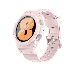Kompatibel mit Samsung Galaxy Watch 5/Galaxy Watch 4 40mm 44mm Stoßfeste robuste Schutzhülle mit Soft Silikon Sport Uhrenarmband Ersatz Armband für Männer Frauen (40mm, pink) von Yrzper