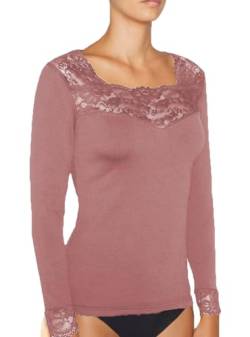 YSABEL MORA Thermo-T-Shirt mit Spitze, langärmlig, französisches Pink, Small von Ysabel Mora