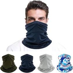 Ysimple 4 Stück Multifunktionstuch Schlauchschal Halstuch，Herren Sport Atmungsaktiv Winddicht Halsschlauch，Weich und Bequem Bandanas Loop Schal für Outdoor Skifahren Motorrad Laufen Radfahren von Ysimple