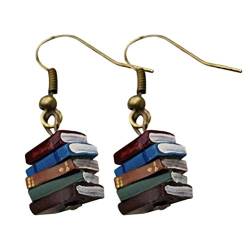 Buch Ohrringe 1 Paar Stapelbuch Ohrringe Retro Buch Ohrringe mit Farbe Mehrfarbiges Buch Anhänger, Bibliothek Anhänger Ohrringe für Frauen Mädchen von Ysoom
