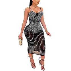 Yu Liao Sexy Hot Drilling Process Kleid für Frauen Strass Kleider Party Club Nachtkleid Geburtstagskleid Langarm Slim Dress von Yu Liao