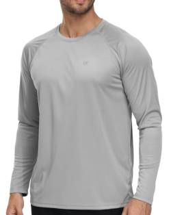 Herren Langarm Schwimmshirts Rashguard Shirts UPF 50+ Sonnenschutz Schnell Trocknendes T-Shirt Athletic Workout Lauftops Shirts, 2-lichtgrau, S von YuKaiChen