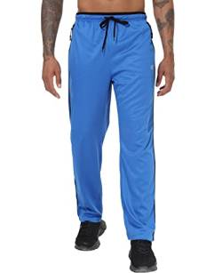 YuKaiChen Herren Athletic Running Pants Open Bottom Mesh Sweatpants Taschen, 10-royalblue/schwarz (ck2035), Groß von YuKaiChen