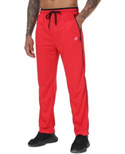 YuKaiChen Herren Athletic Running Pants Open Bottom Mesh Sweatpants Taschen, 12-rot/schwarz (ck2035), X-Groß von YuKaiChen