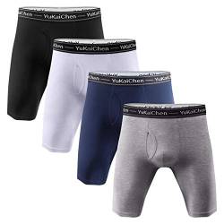 YuKaiChen Herren Boxershorts Atmungsaktive Langes Beine Unterhosen Bambusfaser Männer Unterwäsche, 4-pack Mischung-1, M von YuKaiChen