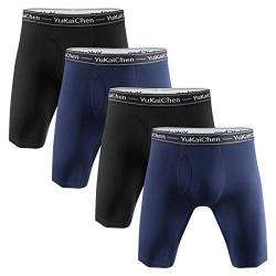 YuKaiChen Herren Boxershorts Atmungsaktive Langes Beine Unterhosen Bambusfaser Männer Unterwäsche, 4-pack Mischung-2, XL von YuKaiChen