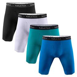 YuKaiChen Herren Boxershorts Atmungsaktive Langes Beine Unterhosen Bambusfaser Männer Unterwäsche Pack 1er & 4er, 4-pack Mischung-3, 3XL von YuKaiChen