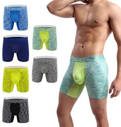 YuKaiChen Herren Pouch Unterwäsche Performance No Ride Up Boxer Briefs, 6er-Pack (N1118), X-Large von YuKaiChen