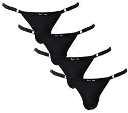 YuKaiChen Herren Silk Unterwäsche String-Bikini-Slip Low Rise Einheitsgröße A03-4pack von YuKaiChen