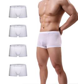YuKaiChen Herren Unterhosen Unterhosen Seide Boxer Briefs Short Leg - Wei� - X-Large von YuKaiChen