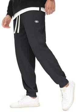 YuKaiChen Jogginghose Herren Waffelgewebe Joggers Sweathosen mit Kordelzug und Elastische Taille Herren Sweatpants mit konischem Schnitt Grau Größe 2XL von YuKaiChen