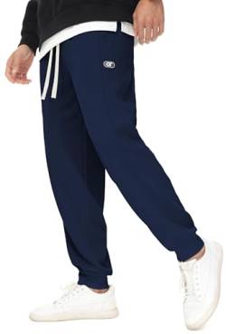 YuKaiChen Jogginghose Herren Waffelgewebe Joggers Sweathosen mit Kordelzug und Elastische Taille Herren Sweatpants mit konischem Schnitt Marineblau Größe 3XL von YuKaiChen