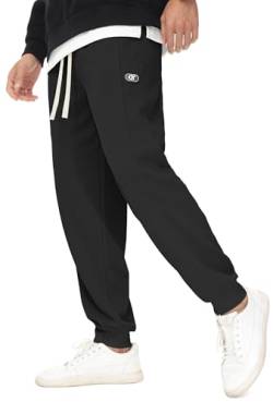 YuKaiChen Jogginghose Herren Waffelgewebe Joggers Sweathosen mit Kordelzug und Elastische Taille Herren Sweatpants mit konischem Schnitt Schwarz Größe 2XL von YuKaiChen