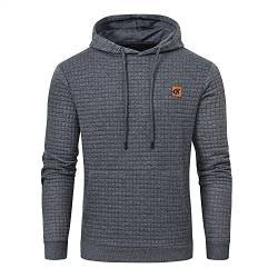 YuKaiChen Pullover Herren Arbeitspullover Waffel-Stoff Fleece Hooded Sweat Sweatshirt Grau XL von YuKaiChen