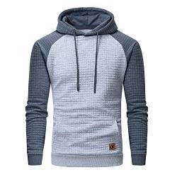 YuKaiChen Pullover Herren Arbeitspullover Waffel-Stoff Fleece Hooded Sweat Sweatshirt Hellgrau/Grau M von YuKaiChen