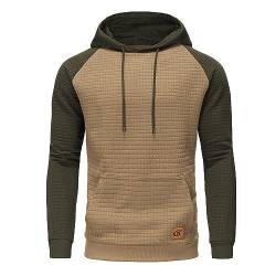 YuKaiChen Pullover Herren Arbeitspullover Waffel-Stoff Fleece Hooded Sweat Sweatshirt Khaki-Armygrün L von YuKaiChen