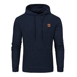 YuKaiChen Pullover Herren Arbeitspullover Waffel-Stoff Fleece Hooded Sweat Sweatshirt Marine L von YuKaiChen