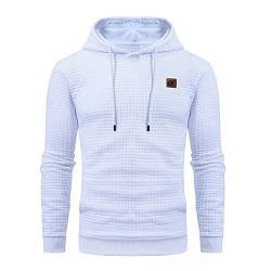 YuKaiChen Pullover Herren Arbeitspullover Waffel-Stoff Fleece Hooded Sweat Sweatshirt Weiß XL von YuKaiChen
