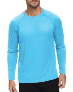 YuKaiChen Rashguard Herren UV Shirt Schwimm Shirts Langarmshirt Schnell Trocknendes Atmungsaktiv Badeshirt für Wassersport Blau Größe 3XL von YuKaiChen