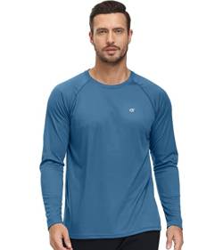 YuKaiChen Rashguard Herren UV Shirt Schwimm Shirts Langarmshirt Schnell Trocknendes Atmungsaktiv Badeshirt für Wassersport Kopenblau Größe 3XL von YuKaiChen