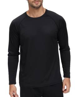 YuKaiChen Rashguard Herren UV Shirt Schwimm Shirts Langarmshirt Schnell Trocknendes Atmungsaktiv Badeshirt für Wassersport Schwarz Größe M von YuKaiChen