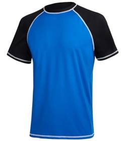 YuKaiChen UV Shirt Herren Rashguard Schwimmshirt UPF 50+ Lockere Passform Atmungsaktiv Schnelltrocknend Wasserabweisend Badeshirts Blau Größe XL von YuKaiChen