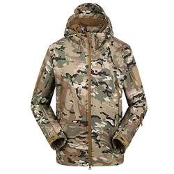 YuanDian Herren Taktisch Softshell Fleecejacke Camouflage Militär Hoodie Outdoor Wandern Camping Warm Innenfutter Winddicht Wasserdicht Mantel Jacken Skijacke CP M von YuanDian