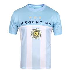 2022 Katar Fußball Weltmeisterschaft T-Shirt Kurzarm Rundhals Fanshirt Trainingsshirt Stretch Casual Atmungsaktiv Sport Shirt Bedrucken Fussballtrikot Argentinien M von YuanDiann