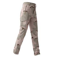 YuanDian Herren Herbst Winter Outdoor Taktische Camouflage Hosen Fleece Gefüttert Softshell Wasserdicht Militär Combat Army Wanderhosen Jagd Trekking Skihose Tarnhose Dreifarbige Wüste L von YuanDiann