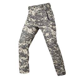 YuanDian Herren Taktisch Camouflage Softshell Hose Fleece Gefütterte Militär Army Outdoor Wanderhose Trekking Hose Wasserdicht Warm Verdicken Jagd Camping Ski Camo Hosen ACU L von YuanDiann