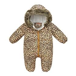 YuanDiann Baby Schneeanzug Winter Strampler Daunenjacke Skianzug für Kleinkinder Jungen Mädchen Overall Wintermantel Leopardenmuster 90 von YuanDiann