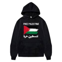 YuanDiann Free Palestine Hoodies Herren Damen Flaggendruck Trainingsanzug mit Kapuze Kapuzenpullover Samtfutter Warm Mode Lässig Hip Hop Teenager Lose Sweatshirt 13# M von YuanDiann
