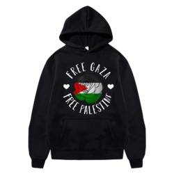 YuanDiann Free Palestine Hoodies Herren Damen Flaggendruck Trainingsanzug mit Kapuze Kapuzenpullover Samtfutter Warm Mode Lässig Hip Hop Teenager Lose Sweatshirt 21# L von YuanDiann