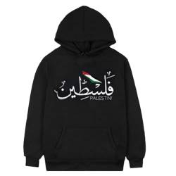 YuanDiann Free Palestine Hoodies Herren Damen Flaggendruck Trainingsanzug mit Kapuze Kapuzenpullover Samtfutter Warm Mode Lässig Hip Hop Teenager Lose Sweatshirt 3# M von YuanDiann