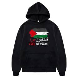 YuanDiann Free Palestine Hoodies Herren Damen Flaggendruck Trainingsanzug mit Kapuze Kapuzenpullover Samtfutter Warm Mode Lässig Hip Hop Teenager Lose Sweatshirt 5# 3XL von YuanDiann