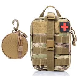 YuanDiann Militär Tactical Erste Hilfe Tasche mit Geldbörse, First Aid IFAK Tasche Überlebens Kit Molle Notfalltasche Medzinische Bauchtasche für Wandern Radfahren Camping (CP Camo + Khaki) von YuanDiann