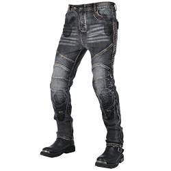 YuanDiann Motorradhose Motorrad Jeans Stretch Vintage Herren Textil Jeanshose Verschleißfestem mit Verbesserter Protektoren Schwarz M von YuanDiann