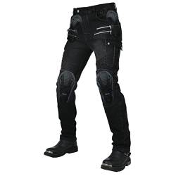 YuanDiann Motorradhose Motorrad Jeans Stretch Winter Warm Fleece-Futter Casual Herren Textil Jeanshose mit Verbesserter Protektoren Schwarz L von YuanDiann